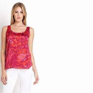 Adam Lippes Scoop Neck Tank Vermillion/Shocking Pink sz 12 NWT